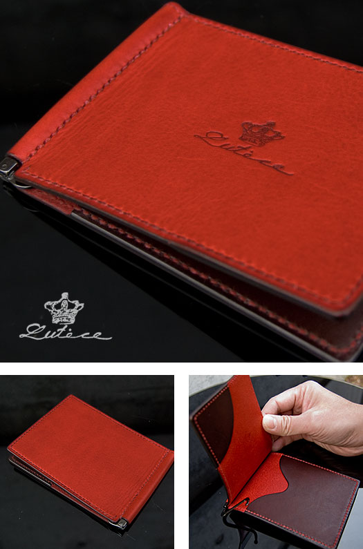 イタリア本革（ミネルバリスシオ）手縫いマネークリップ財布